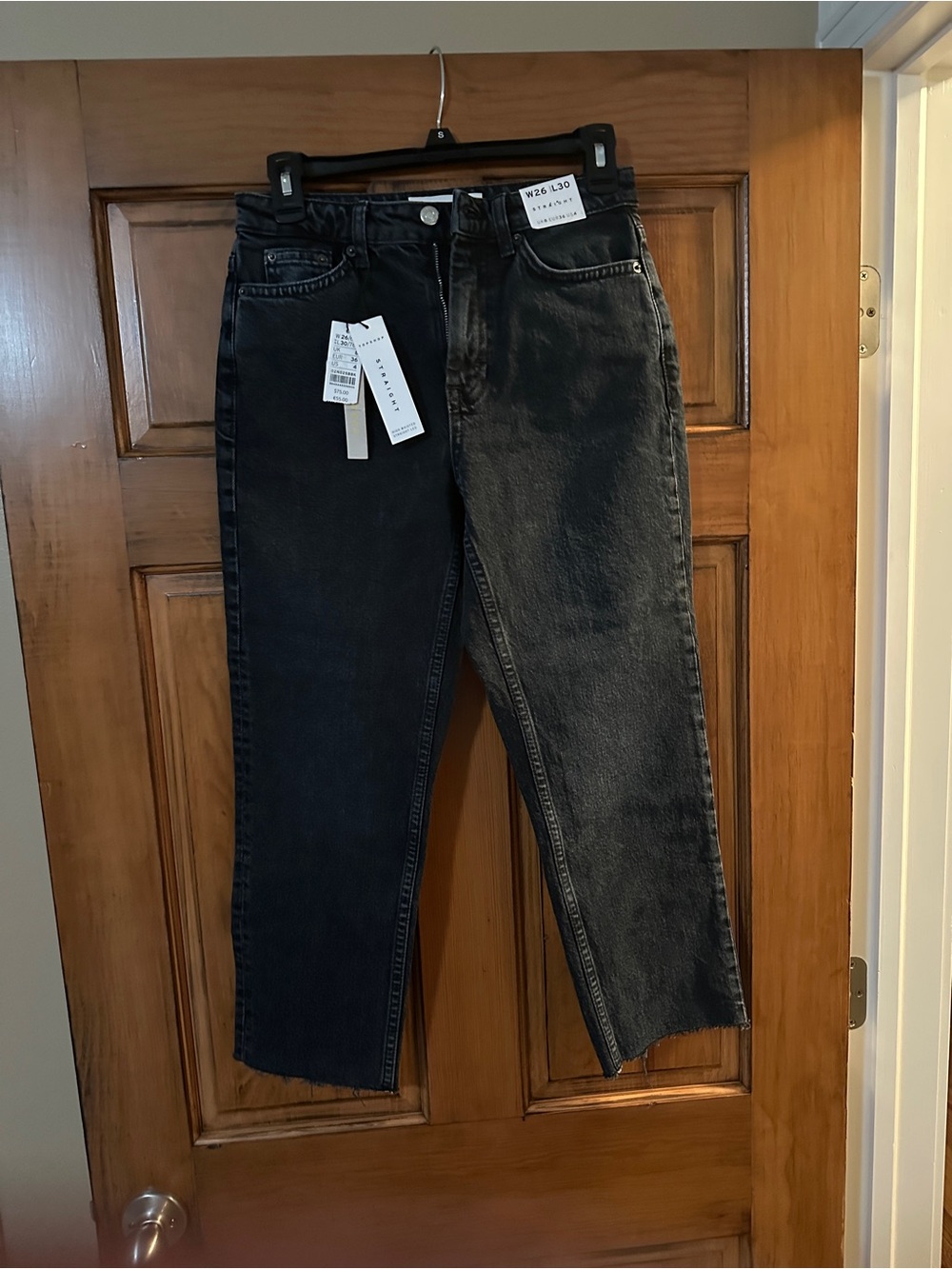Topshop Black Washed Straight Jeans Smoke and Pet free home. 30” Length